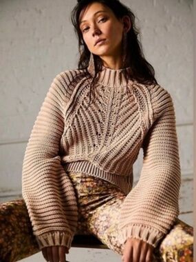 Free People Sweetheart Cotton Sweater Size S